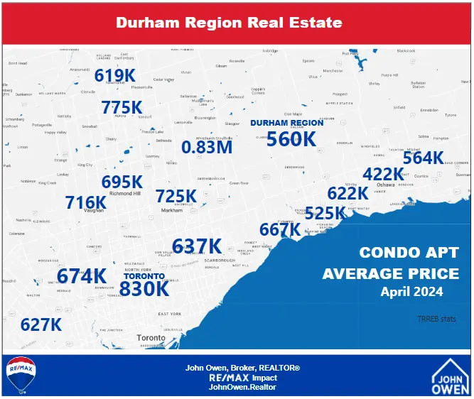 GTA Condo prices April 2024 map