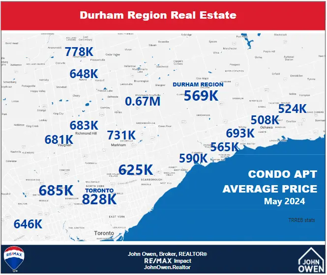 GTA Condo prices May 2024 map