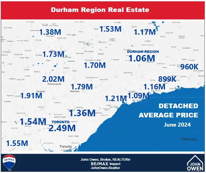 Detached Home Prices Durham Region 2024 map