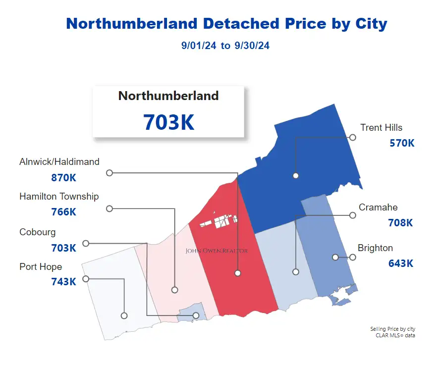 Northumberland Detached Home Prices 2024 map