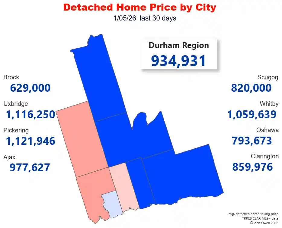 Detached Home Prices Durham Region 2026 map