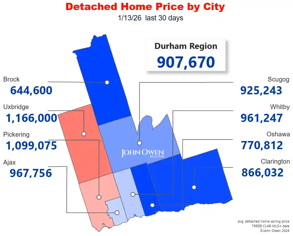 Detached Home Prices Durham Region 2026 map