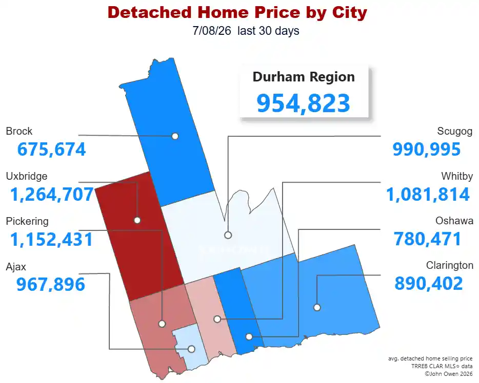 Detached Home Prices Durham Region 2026 map